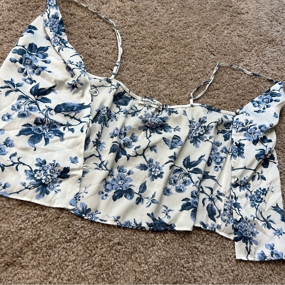 Abercrombie & Fitch White Floral Satin Sleep Cami Top Size Small - Picture 7 of 10